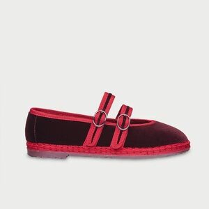 Flabelus Claire Garnet Velvet Mary Janes